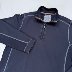 Tommy Bahama Sweater Mens Medium Blue Island Crafted 1/4 Zip Long Sleeve Stretch